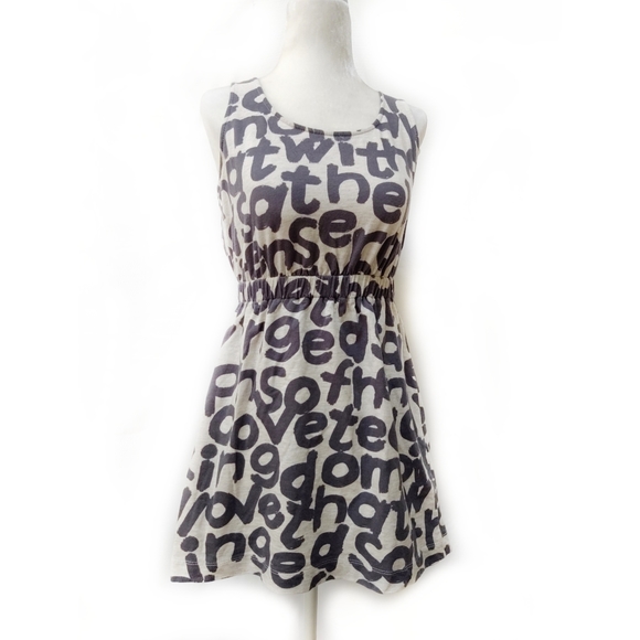 Forever 21 Grey and Black Bold Graphic Letter Sleeveless Dress Size Small - Picture 1 of 7